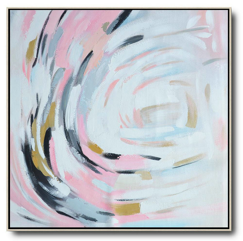 Oversized Contemporary Art,Huge Abstract Canvas Art,White,Pink,Gray